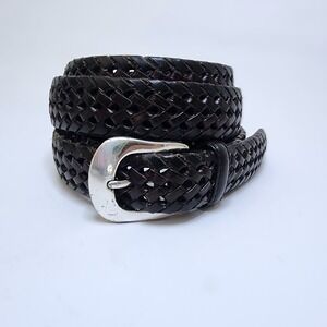 Brighton Mens Dark Brown Woven Plaited Leather Belt Size 56